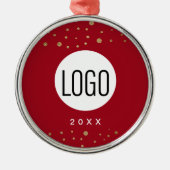 Red Custom Year Je Logo Gold Confetti Metalen Ornament (Voorkant)