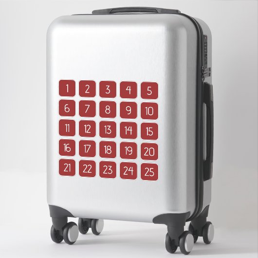 Red Customizable Square Number Stickers  (Koffer)