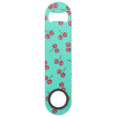Red Cute Cherry Illustration Pattern Bright Blauwg Speed Flessenopener (Voorkant)