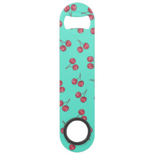 Red Cute Cherry Illustration Pattern Bright Blauwg Speed Flessenopener