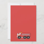 Red, Cute Fireman Boys Birthday Invitation Kaart (Achterkant)