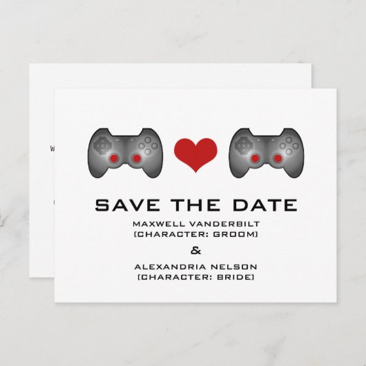 Red Cute Gamer bespaart het Briefkaart Datum (Voorkant / Achterkant)