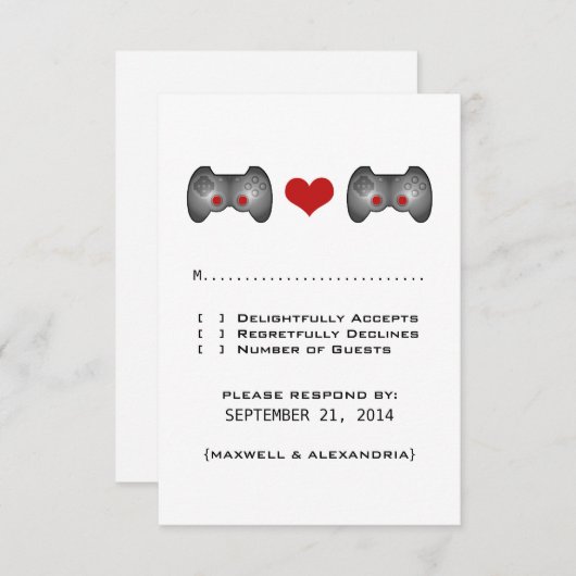 Red Cute Gamer Response Kaart (Voorkant / Achterkant)