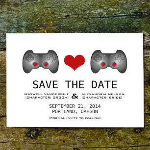 Red Cute Gamer Save the Date Invite