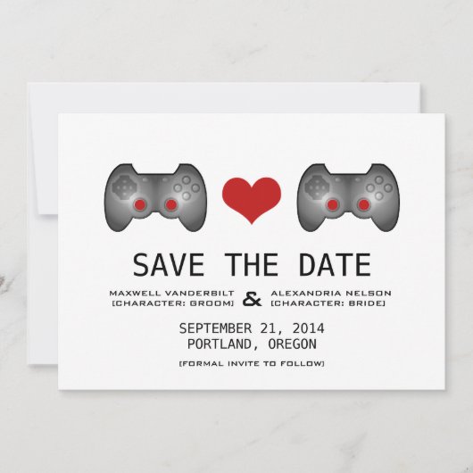 Red Cute Gamer Save the Date Invite (Voorkant)