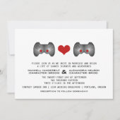 Red Cute Gamer Wedding Invite Kaart (Voorkant)
