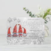 Red Cute Gnomes Bokeh Corporate Kerstparty Kaart (Staand voorkant)