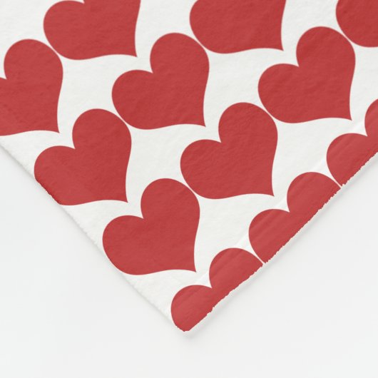 Red Cute Hearts Pattern Fleece Blanket Deken (Hoek)