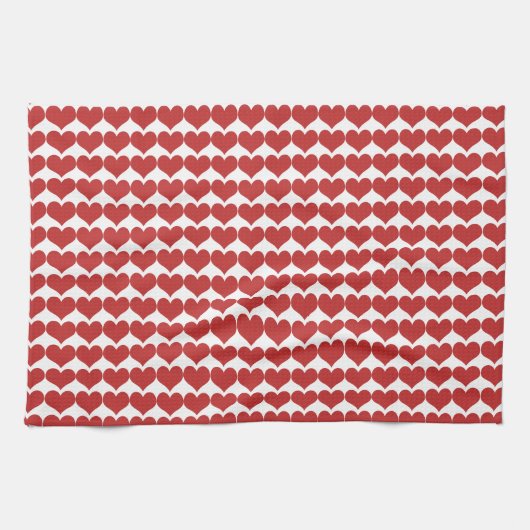 Red Cute Hearts Pattern Kitchen Towel Theedoek (Horizontaal)