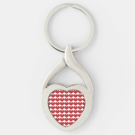 Red Cute Hearts Pattern Metal Sleutelhanger (Voorkant)