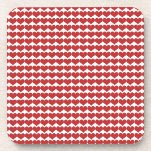 Red Cute Hearts Pattern Onderzetter Set
