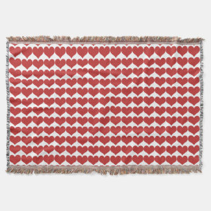 Red Cute Hearts Pattern Throw Blanket Deken