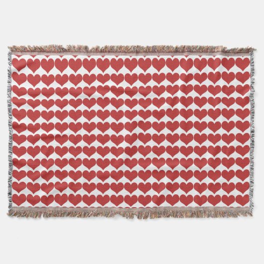 Red Cute Hearts Pattern Throw Blanket Deken (Voorkant)