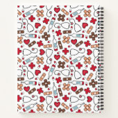 Red Cute Medical Pattern Neurse Monogramed Notitieboek (Achterkant)