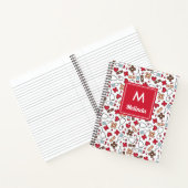 Red Cute Medical Pattern Neurse Monogramed Notitieboek (Binnen)