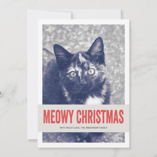 Red Cute Meowy kerstfoto's met platte kaarten (Voorkant)
