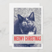 Red Cute Meowy kerstfoto's met platte kaarten (Voorkant / Achterkant)