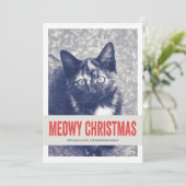 Red Cute Meowy kerstfoto's met platte kaarten (Staand voorkant)