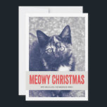 Red Cute Meowy kerstfoto's met platte kaarten<br><div class="desc">Deze "Meowy Kerstmis"-kerstkaarten zijn feestelijk,  stijlvol en perfect voor dit kerstseizoen!</div>