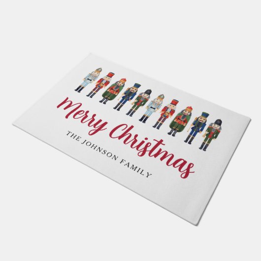 Red Cute Nutcracker Merry kerst Deurmat (Schuin)