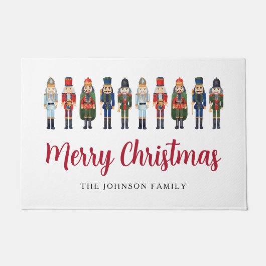 Red Cute Nutcracker Merry kerst Deurmat (Voorkant)