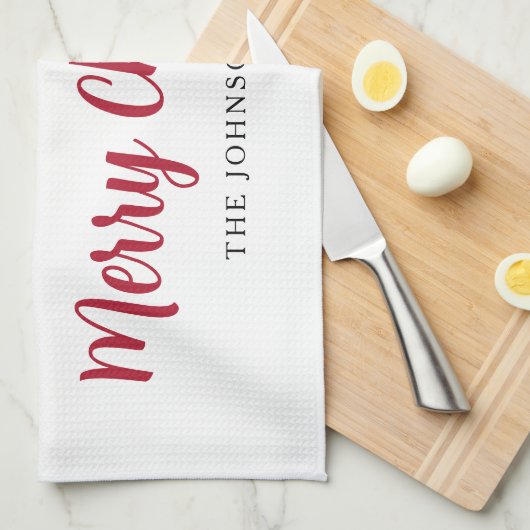 Red Cute Nutcracker Merry kerst Theedoek (Quarter Fold)