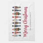 Red Cute Nutcracker Merry kerst Theedoek (Verticaal)