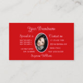 Red Cute Pink Heart Chic met Monogram en Foto Visitekaartje (Achterkant)