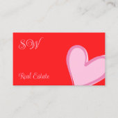 Red Cute Pink Heart Chic met Monogram en Foto Visitekaartje (Voorkant)