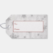 Red Cute Sneeuwman Holiday Gift Label Cadeaulabel (Achterkant Horizontaal)