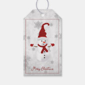 Red Cute Sneeuwman Holiday Gift Label Cadeaulabel (Voorkant)