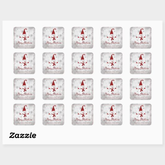 Red Cute Sneeuwman Kerst sticker (Vel)
