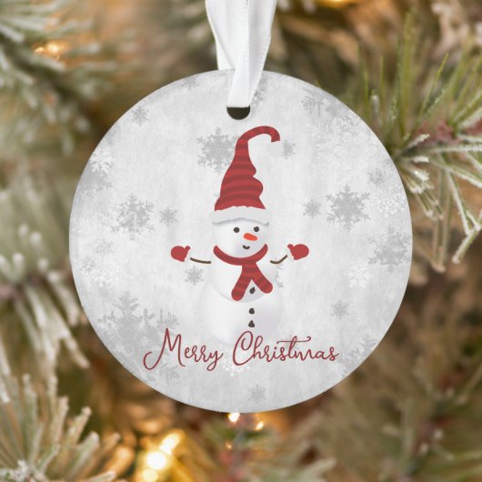 Red Cute Sneeuwman Vakantie Ornament (Boom)