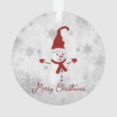 Red Cute Sneeuwman Vakantie Ornament (achterkant)