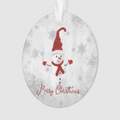 Red Cute Sneeuwman Vakantie Ornament (voorkant)