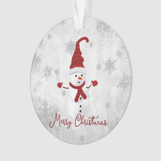 Red Cute Sneeuwman Vakantie Ornament (voorkant)