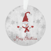 Red Cute Sneeuwman Vakantie Ornament (voorkant)