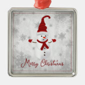 Red Cute Sneeuwman Vakantie Ornament (Voorkant)