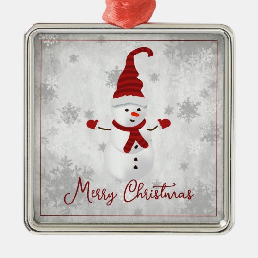 Red Cute Sneeuwman Vakantie Ornament (Voorkant)