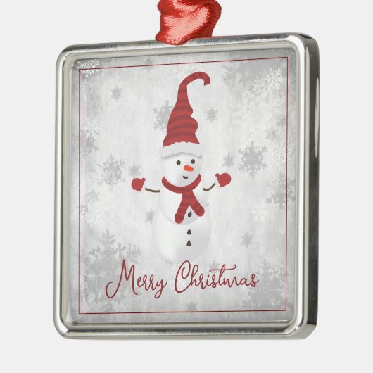 Red Cute Sneeuwman Vakantie Ornament (Links)