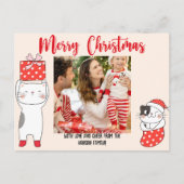 Red Cutesy Cat Christmas Kaart (Voorkant)