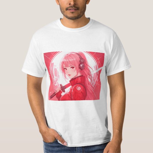 RED cyberpunk T-shirt (Voorkant)