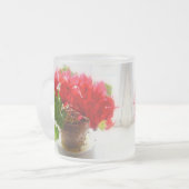 Red Cyclamen Flowers Matglas Koffiemok (Voorkant links)