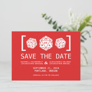 Red D20-desktop gamer bespaart de datum waarop u u Save The Date