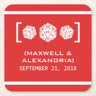 Red D20-desktop Gamer Paper-Onderzetters Kartonnen Onderzetters