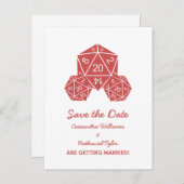 Red D20-desktop Save the Date Briefkaart (Voorkant / Achterkant)