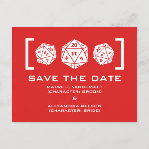 Red D20-desktopgamer bespaart het Briefkaart Datum