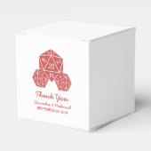 Red D20 Dice Wedding Favor Boxes Bedankdoosjes (Voorkant Zijde)