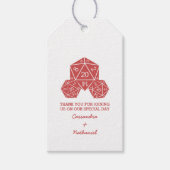 Red D20 Dice Wedding Gift Labels Cadeaulabel (Voorkant)