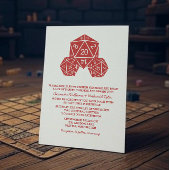Red D20 Dice Wedding Invite Kaart